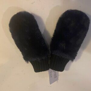 Surell navy faux fur mittens